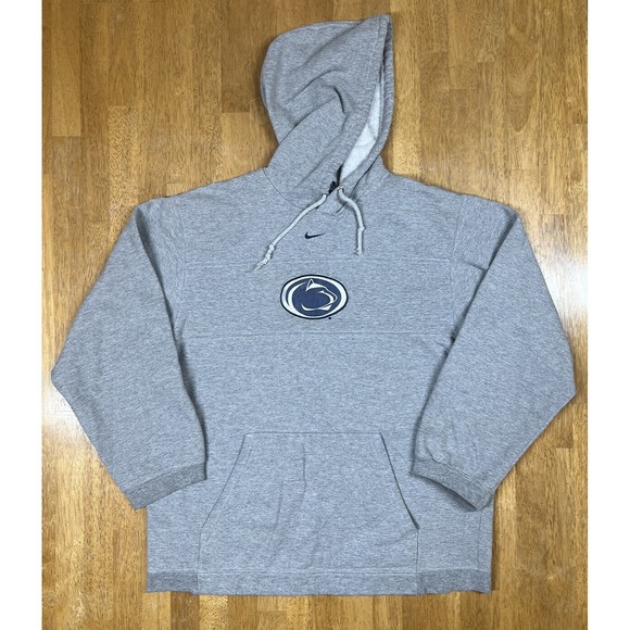 VTG Penn State Sweatshirt Mens M Gray Embroidered Center Swoosh Hoodie Pullover - Picture 1 of 6